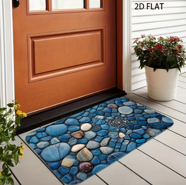 

Green Stone Designed Entrance Anti Slip Carpet Floor Mat Kitchen Laundry Room Living Room Hallway Bedside Door Decoration 40cm x 60cm