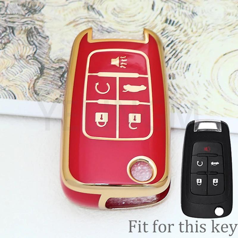 For Chevrolet Cruze Impala Camaro Garna Equinox Volt Yakista AVEO Impala GMC Terrain TPU Flip Car Key Fob Case Cover Keychain