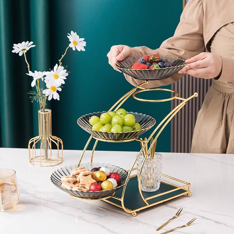 HUIHUADU 3-Tier Nordic Glass Serving Platter