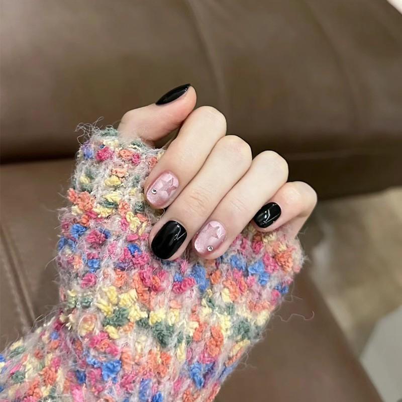 Ins Style Press On Nails Butterfly Pearl Handmade Fake Removable Women