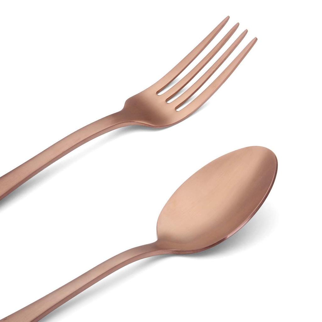 Mirror Finish Rose Gold Plated Stainless Steel Flatware Set Copper Silverware Set Rose Gold Spoon