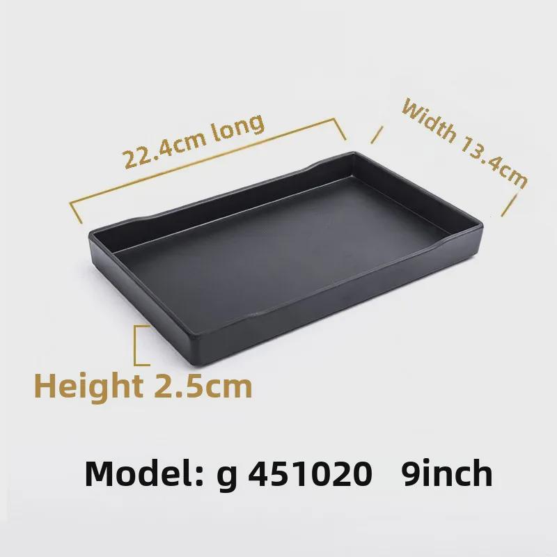 Melamine Black Tableware: Imitation Porcelain Plate for Cold Dishes, BBQ, Hot Pot, and Commercial Use.