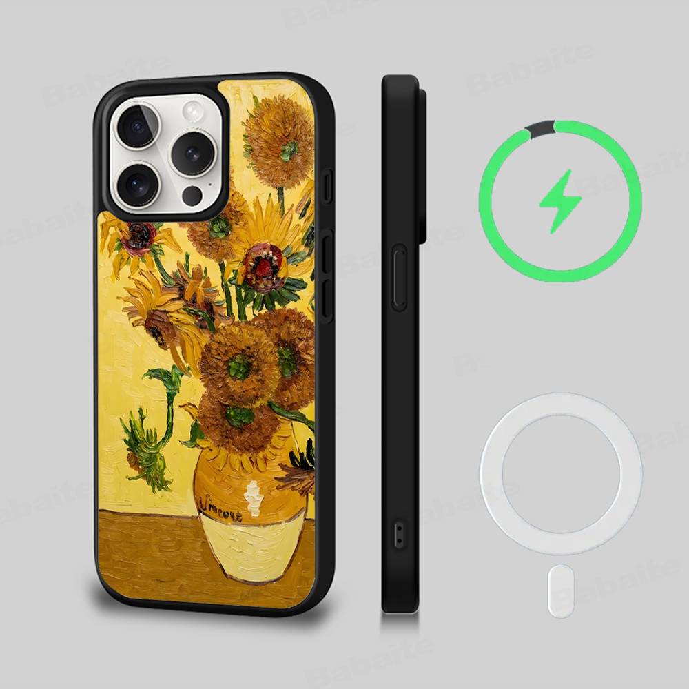 Van Gogh Oil Painting For IPhone 17 16 15 Pro Max Case 14 Plus 13 12 11 For Magesafe Magnetic Wireless Charge Cover