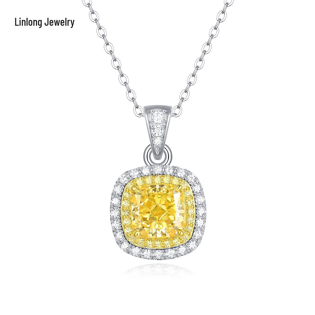 

S925 Sterling Silver Light Luxury Pendant Necklace with High Carbon Stone - Elegant Clavicle Chain Gift for Women 925 Silver