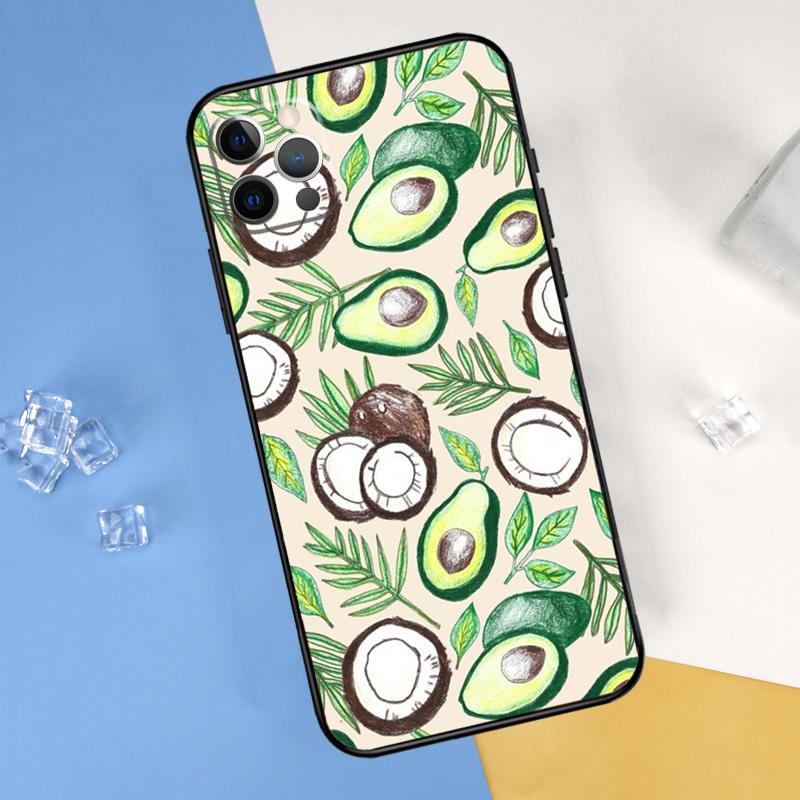 Summer Fruit Coconut Phone Case For iPhone 16 Pro Max 13 12 Mini 11 14 15 Pro Max XR 16 15 Plus 16e Cover Shell