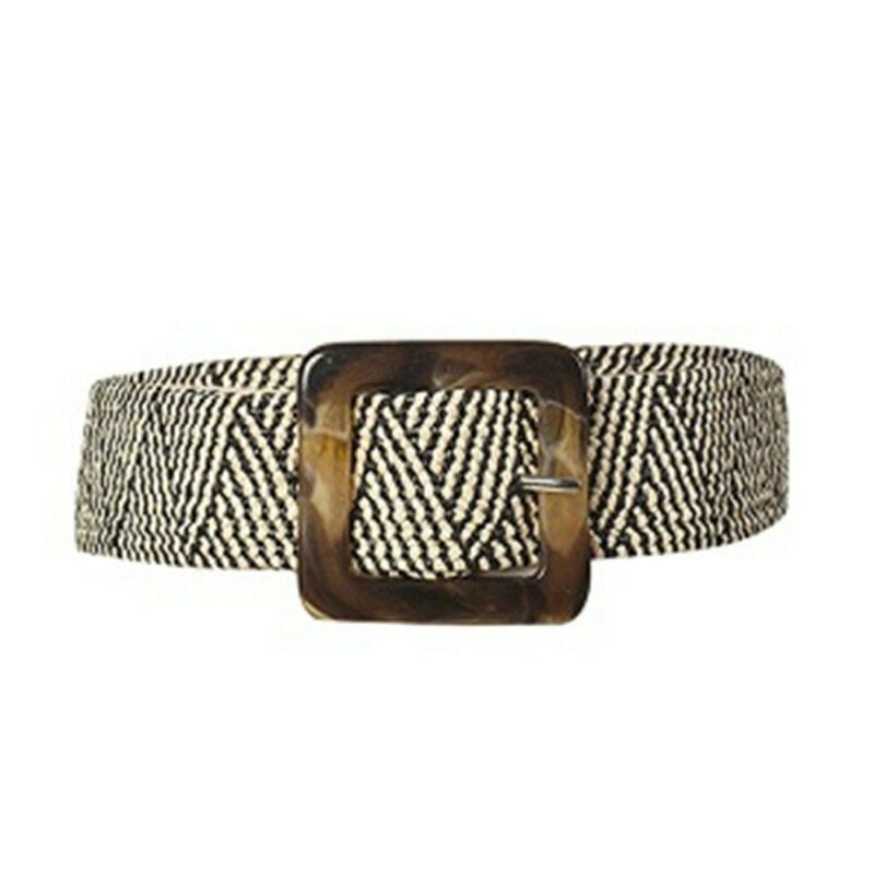 Women Belt Straw Casual Ultra Wide Belt Female Woven Vintage Carved Wood Buckle Elastic Belt Decoration Dress Shirt Waist Seal