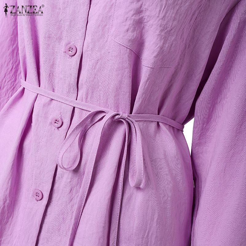 ZANZEA Bluzka z długim rękawem i spodnie damskie, casualowe dwuczęściowe zestawy garniturowe