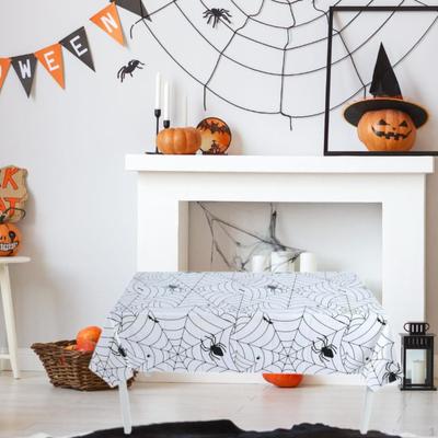 Toalha de Mesa de Halloween 54x108 polegadas Impermeável para Sala de Jantar Interior Branca