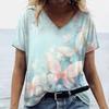 Colorful Love Butterfly Pattern 3D Printed Women's Casual V-neck Short Sleeved T-shirt