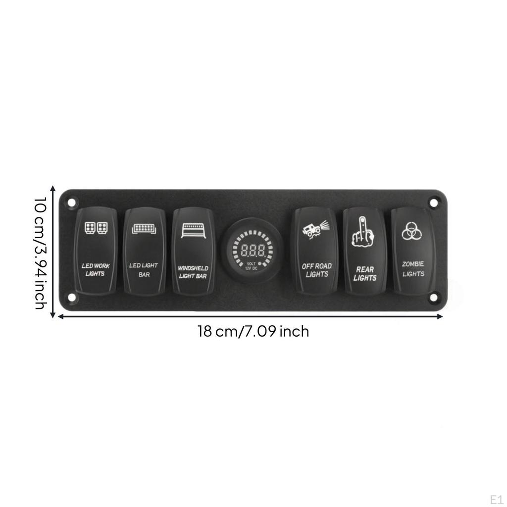 6 Gang Rocker Switch Panel 1224V 6Switch Wired Harness Vehicle Accessory Controller