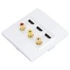 86mm Wall Plug Plate 3 Port HD Multimedia Interface 3 Port RCA Wall Plate HD 4K 1080P 60Hz