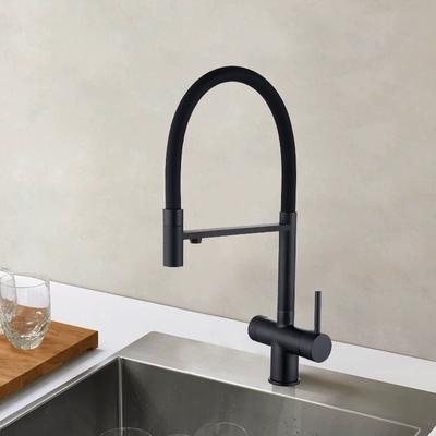 Filtru Extrabil Gri Robinet de Bucătărie Alamă Purificare Mixer Apă Caldă și Rece Robinet 3 Căi Robineți Apă Potabilă Pură