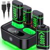 Upgraded Fast Charging Rechargeable Battery Packs with Light Control, 4 X 4800mWh Xbox Controller Batteries with Battery Charging Dock/Station for