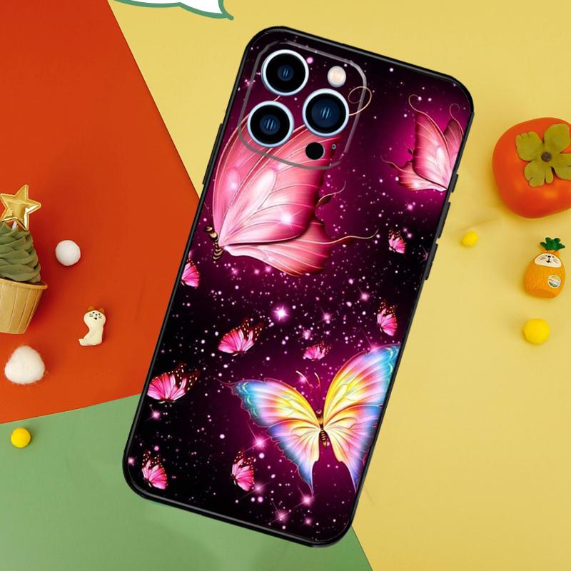 Black Beautiful Butterfly Phone Case For iPhone 17 Pro Max16 15 14 13 11 12 Pro Max Plus 12 13 Mini 16e 17 Air Cover