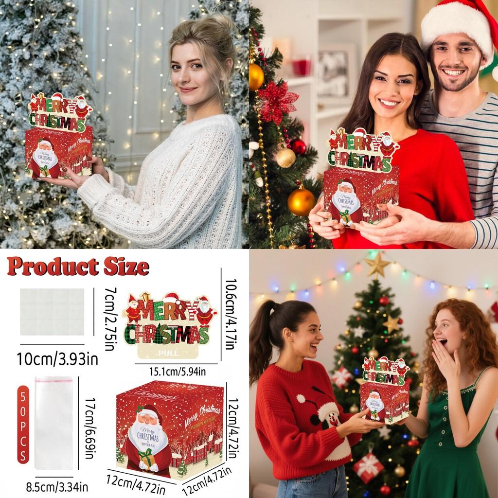 Christmas Santa Claus Collection Box With Red Gradient Paper For Holiday Party Decor And Gift Giving