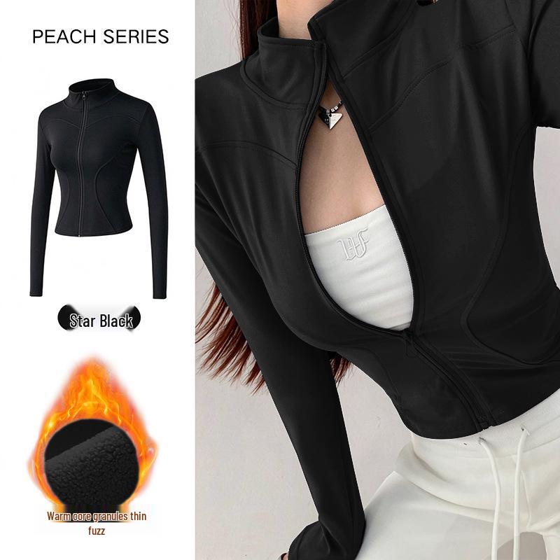 Women's Slim-Fit Fleece-Lined Running Jacket - Autumn/Winter 2025 Yoga & Fitness Long Sleeve.