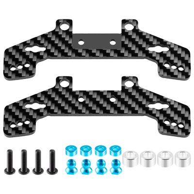 RCMAZO 2pcs Carbon Fiber Front & Rear Shock Absorber Tower Bracket Mount Damper Stay for 110 Tamiya TT02 TT02R RC Car Upgrade Accessories