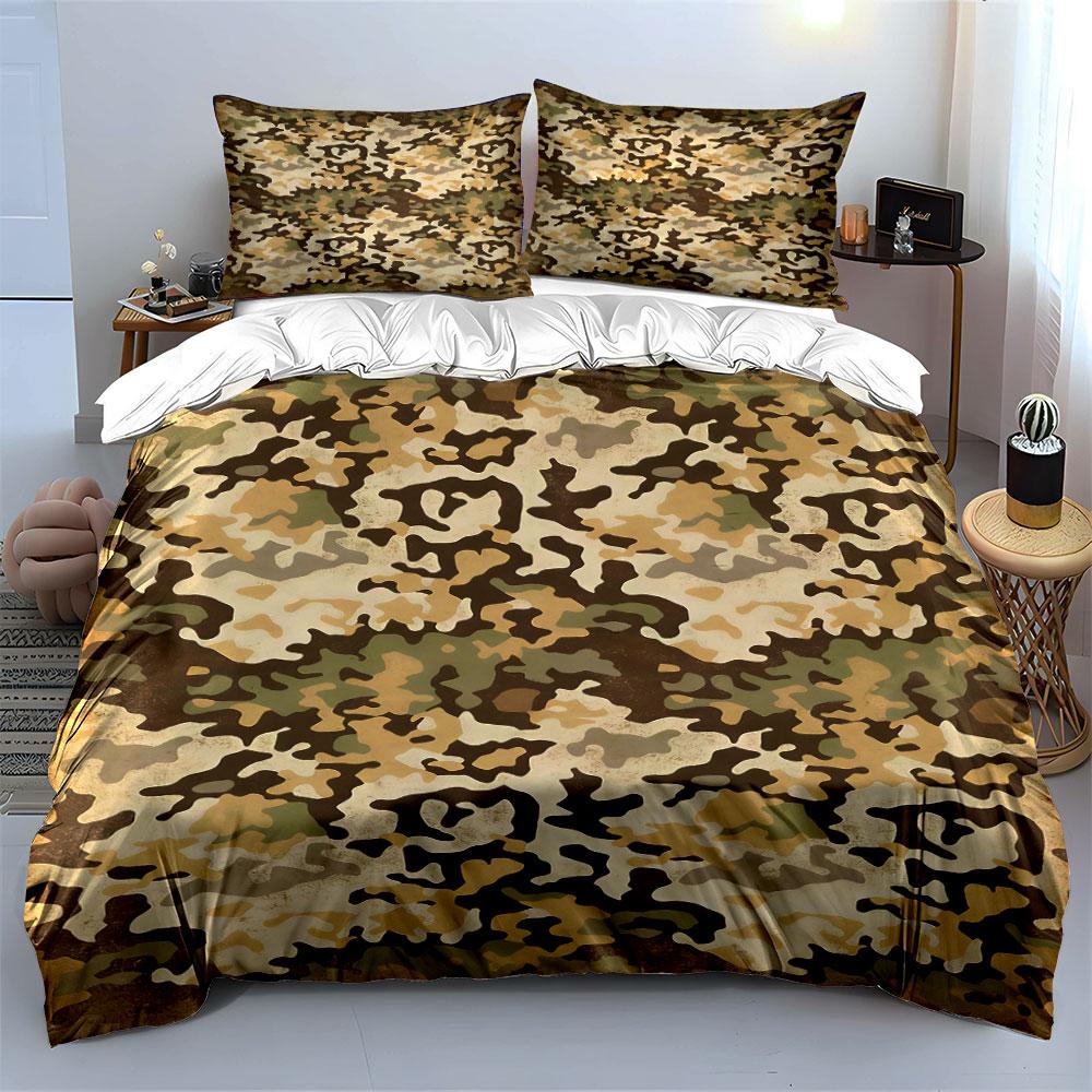 Camouflage with earthy tones. Bedding sets Duvet cover sets Duvet covers Pillowcases(1 * Duvet Cover 2 * Pillowcases without duvet insert)