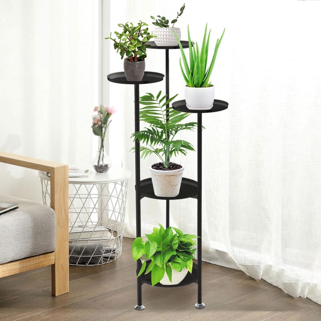 

5-ярусная подставка для цветочных горшков, стойка для растений, садовая полка, стальная полка, для дома, улицы, балкона, лестница, подставка для горшечных растений чёрный