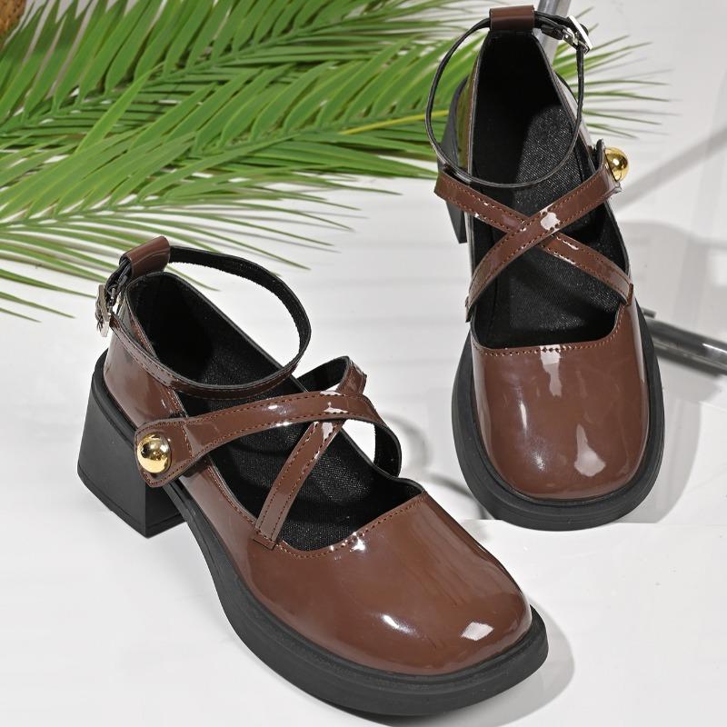 

Fashion Autumn New Thick Heel Shoes Women s Fashion Round Head Shallow Mouth Thick Sole Non-slip High Heels 40