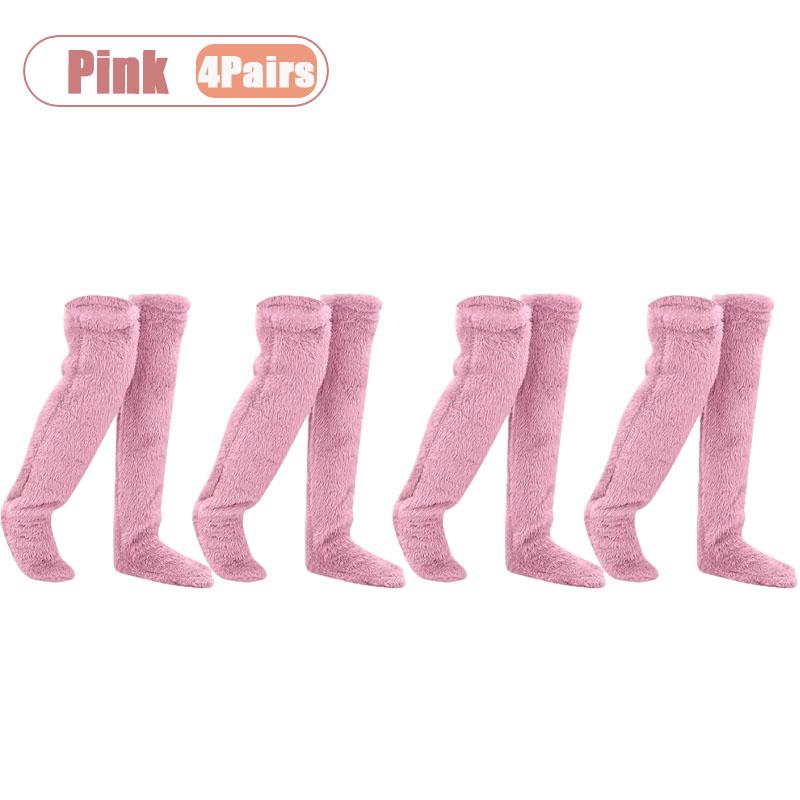 Xiaomi 1-4Pairs Women Over Knee Fluffy Socks Soft Plush Warm Thermal Leg Warmers Long Boots Socks for Home Indoor Floor Casual Winter