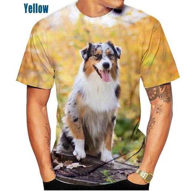 Unisex roztomilý pes 3D-Druckmuster Top tričko Border Collie Sportovní tričko Freizeitkleidung
