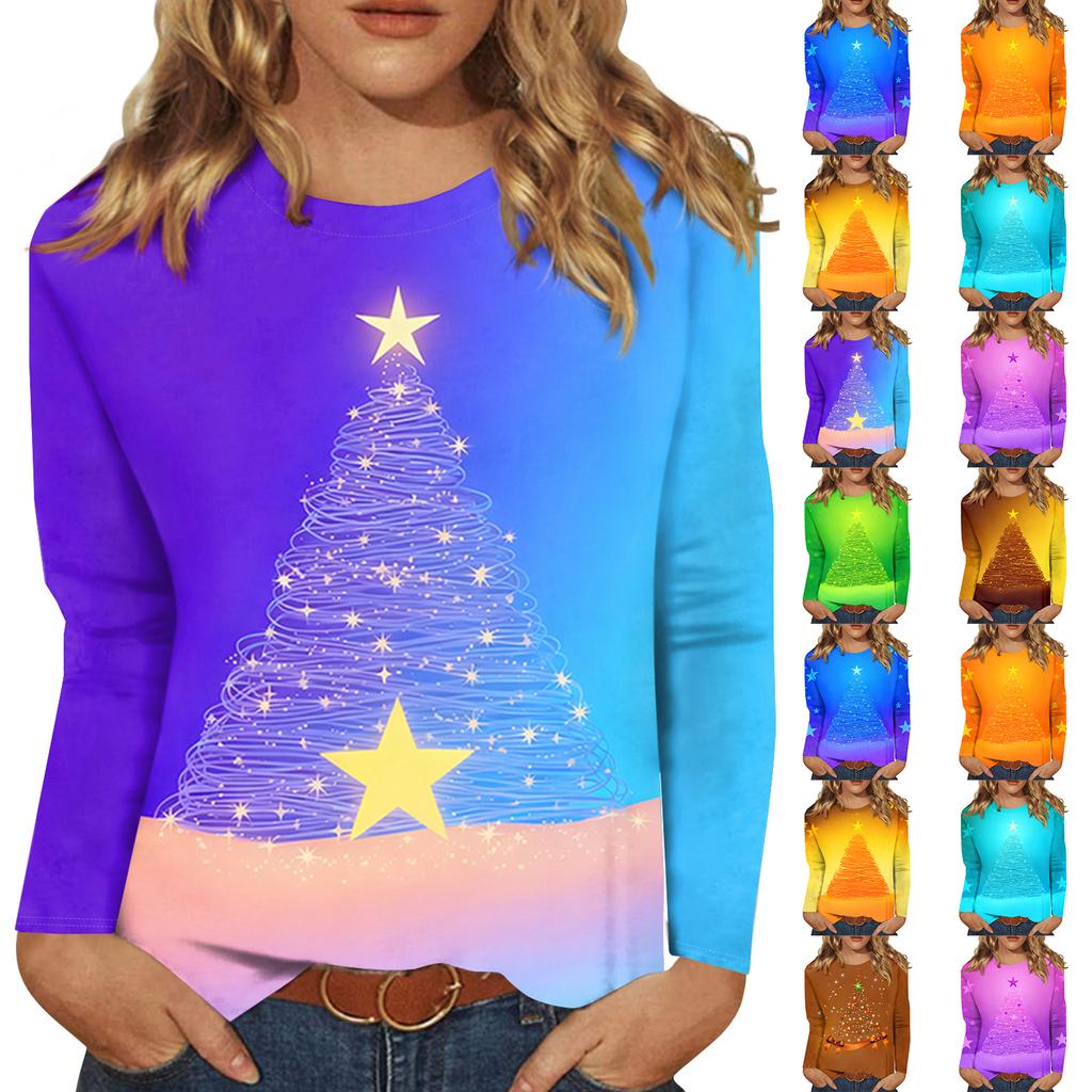 Women's Loose Comfortable Casual Fashion V-Neck Christmas Print Long Sleeve Hoodie