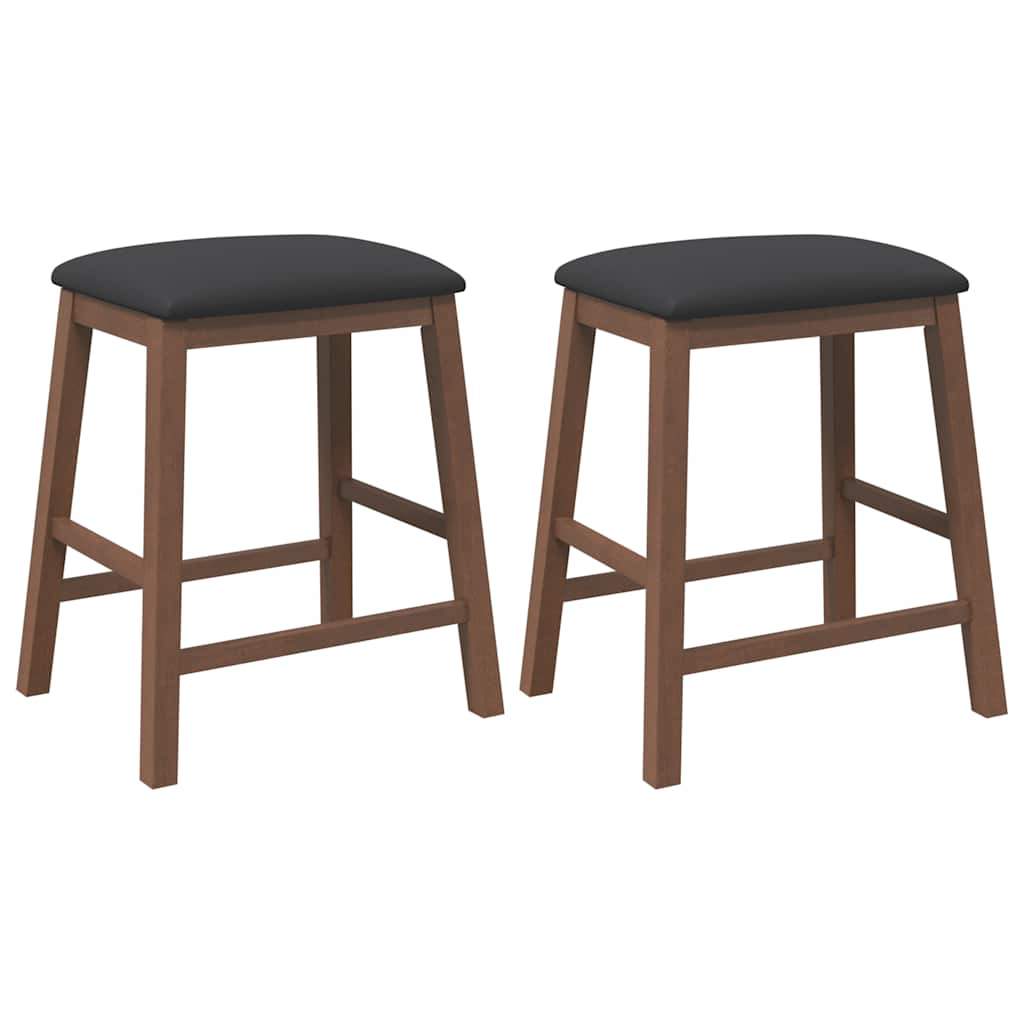 Bar Stools with Cushions 2 pcs Brown Solid Rubberwood