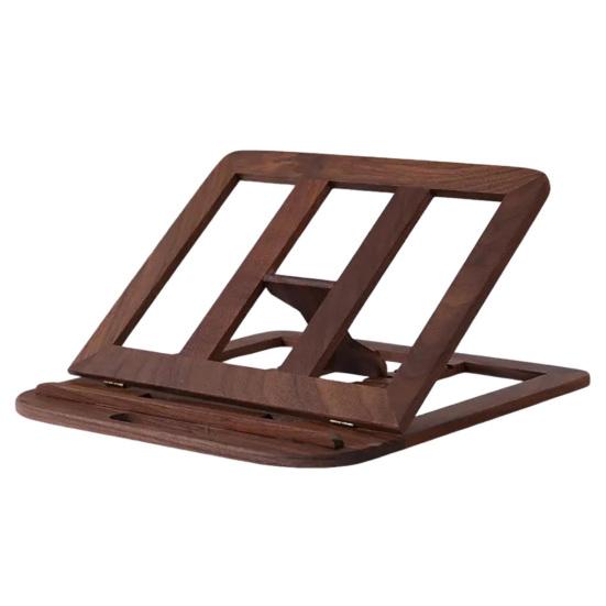 Adjustable Laptop Stand Wooden Foldable Computer Riser with Ventilation Slots Load-bearing Computer Holder Desk Organizer for Home Office Student Use