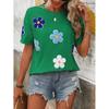 Womens Casual Short Sleeve Round Neck T-Shirt With Striped Print Loose Fit Milk Silk Blend Comfortable 2025