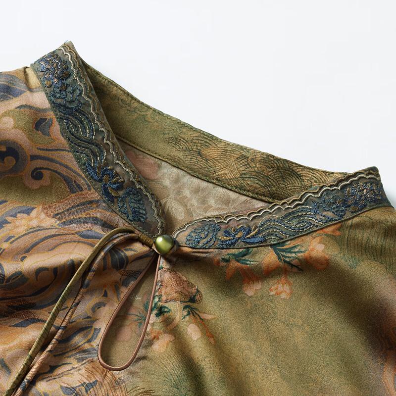 Pasite Autumn New Chinese Style Chiffon Top & Pants Set