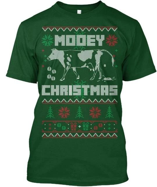 Funny Ugly Christmas Sweater Style Cow Mooey TTshirt Made in USA S-5XL XL