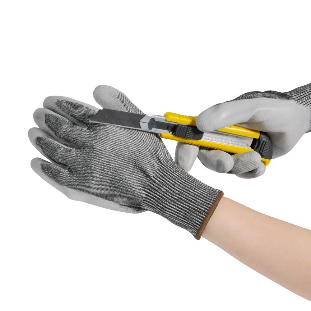 13 Gauge EN388 4543 Hand Safety Construction PU Coated Level C Anti-Cut Anti-Slip Work Gloves 5 Dipped Customizable Glove