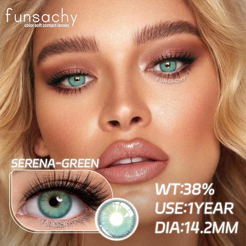 FUNSACHY 1 Pair Colored Contact Lenses for Eyes Blue Lens Gray Green Eye Makeup Natural Lenses Fashion Beauty Cosmetics Pupils