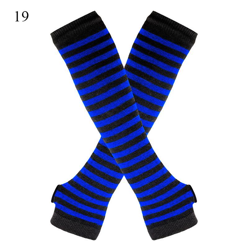 Fashion Women Striped Elbow Gloves Y2K Warmer Knitted Long Fingerless Gloves Christmas Gifts Classic Black And White Wristband
