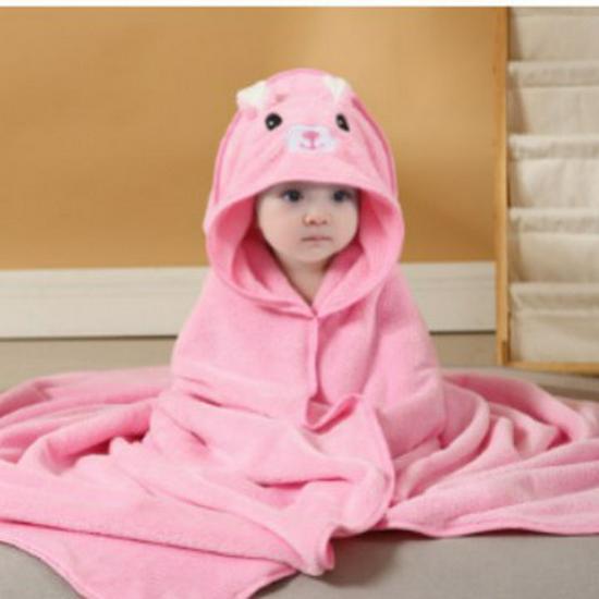 Newborn Cartoon Hooded Swaddle Blanket - Absorbent Coral Fleece for Spring & Autumn