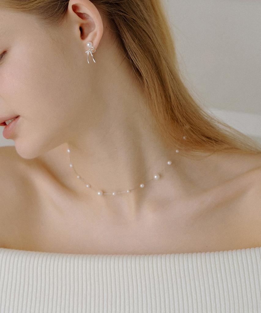 Has Hld028 Silver Chain Pearl Necklace