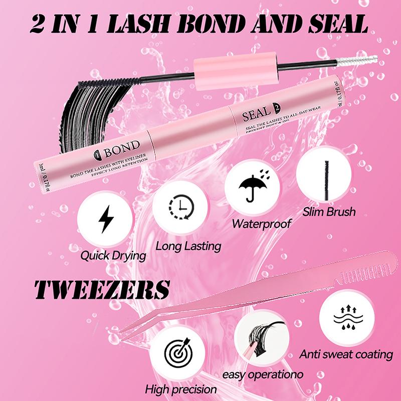 Adeziv și Sigilant pentru Gene pentru Gene în Grupuri DIY, Adeziv pentru Gene de Lungă Durată, Fixare, Rezistent la Apă, Aplicator Mascara, Adeziv pentru Gene False cu Două Capete