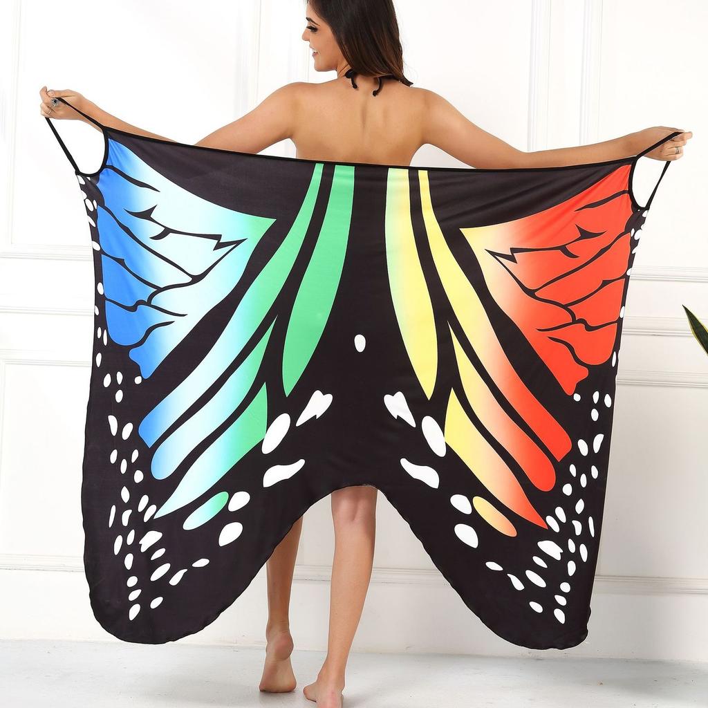 GMXIA Colorful Butterfly 3D Print Sexy and Comfortable Beach Cover Dress