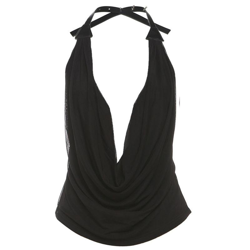 # Sisjuly# Sexy Charm Word Beauty Back Hanging Collar Hanging Neck Small Sling Women All-Match Slim fit Trendy Cool Vest