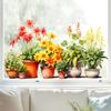 Potted Floral Plants Glass Sticker Removable Waterproof PVC Colorful Flower Static Glass Sticker Home Living Room Bedroom Decoration Decal