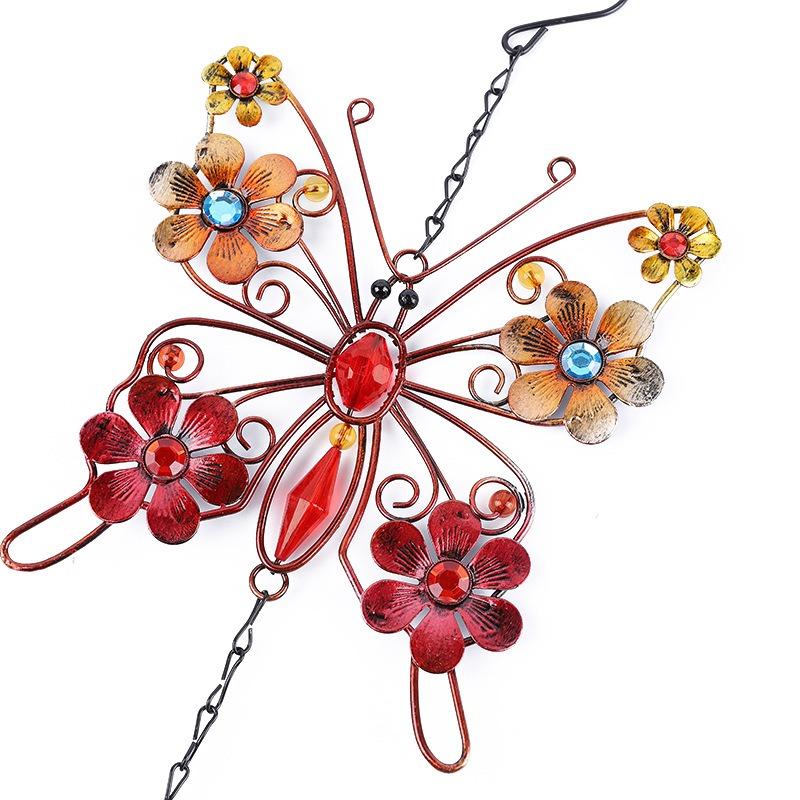 Metal Butterfly Wind Chime Rustproof Aluminum Tube Painted Craft Iron Art Hanging Ornament for Home Garden Yard Decor