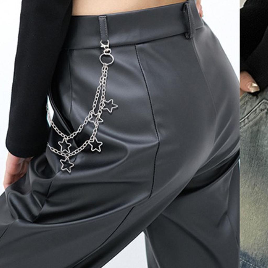 Fashion Pants Chain with Star Pendant Jeans Chain Streetwear Waist Chain Y2K Bag Chain Hiphop Chain Waist Decoration