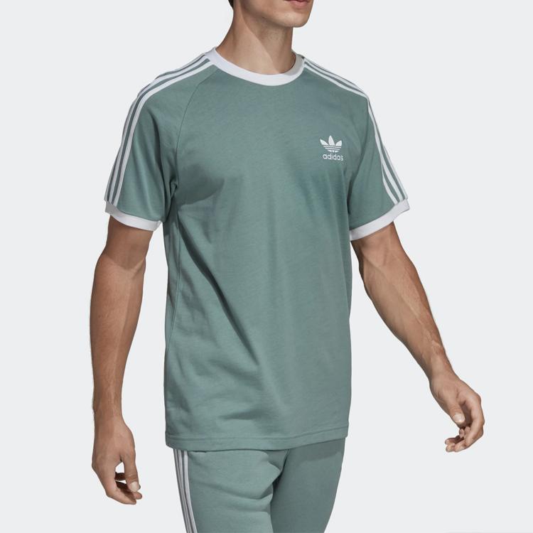 Adidas Originals Trefoil Logo Sport Crew Neck Short Sleeve T-Shirt Retro 1976 Cotton T-Shirt Men Tops Mint-Green DV1566