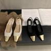 Retro Small Gold Head Pointed High Heels Spring New Thick Heel Not Tired Feet Sandals Back Strap Single Shoes