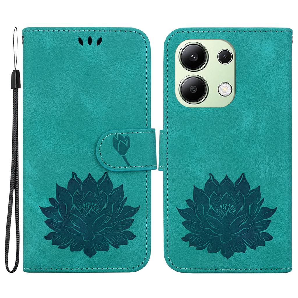 For Xiaomi Redmi Note 13 4G Wallet Case Lotus Pattern Leather Protective Phone Cover