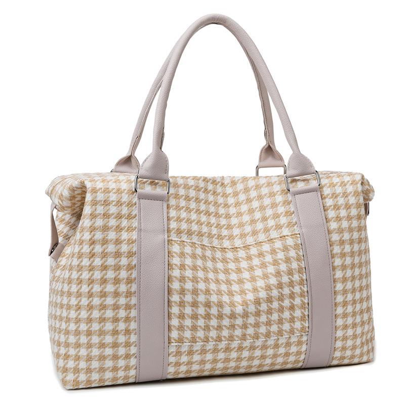 

New Large-capacity Canvas Fitness Bag Can Be Set with Tie Rod Lightweight Travel Bag Short Trip Handbag