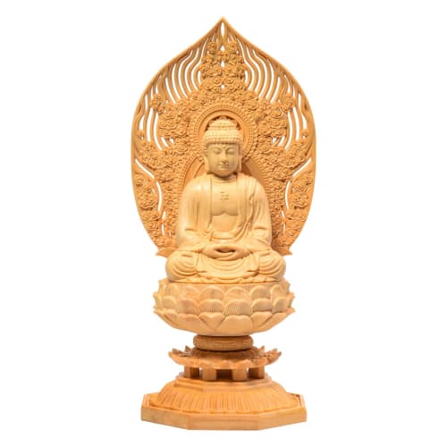 Hanro Art Carving Buddha Statue, Shaka Nyorai, Soto Zen, Rinzai Zen, Buddhist Altar, Wood Carving, Hinoki, Prayer, Protection from Evil, Auspicious Cl