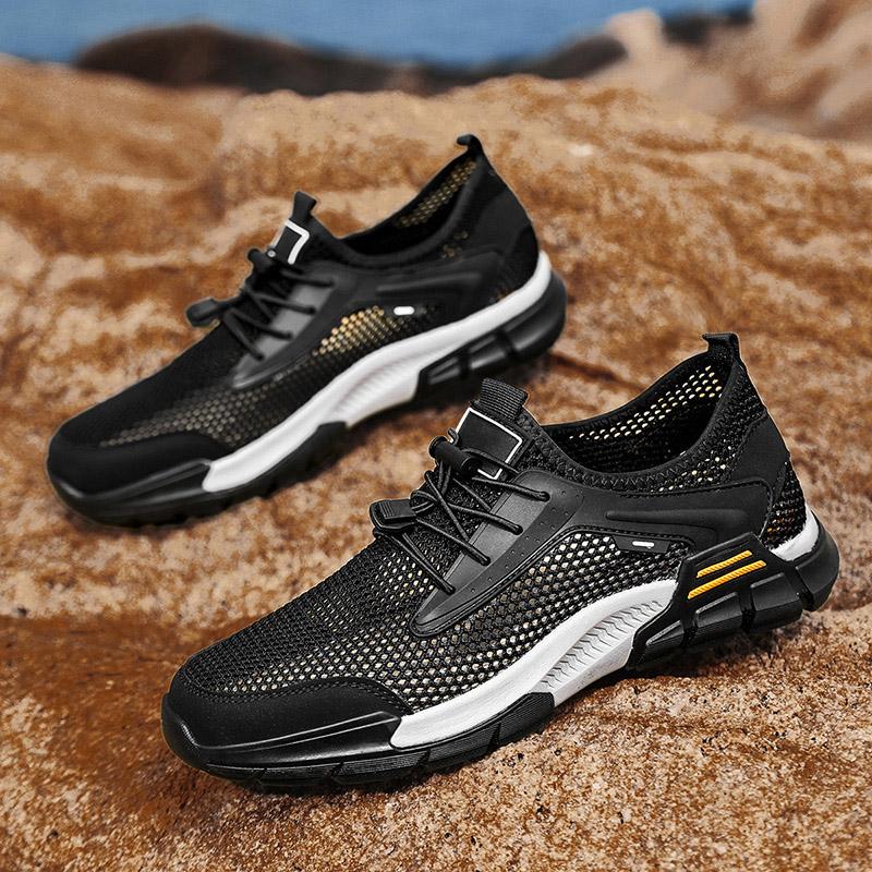 Fashion Luxury Mesh Breathable Sneakers Mens Summer Fashion Casual Outdoor Mesh Sports Shoes Soft Sole Anti Slip Odor Proof Trainer Men