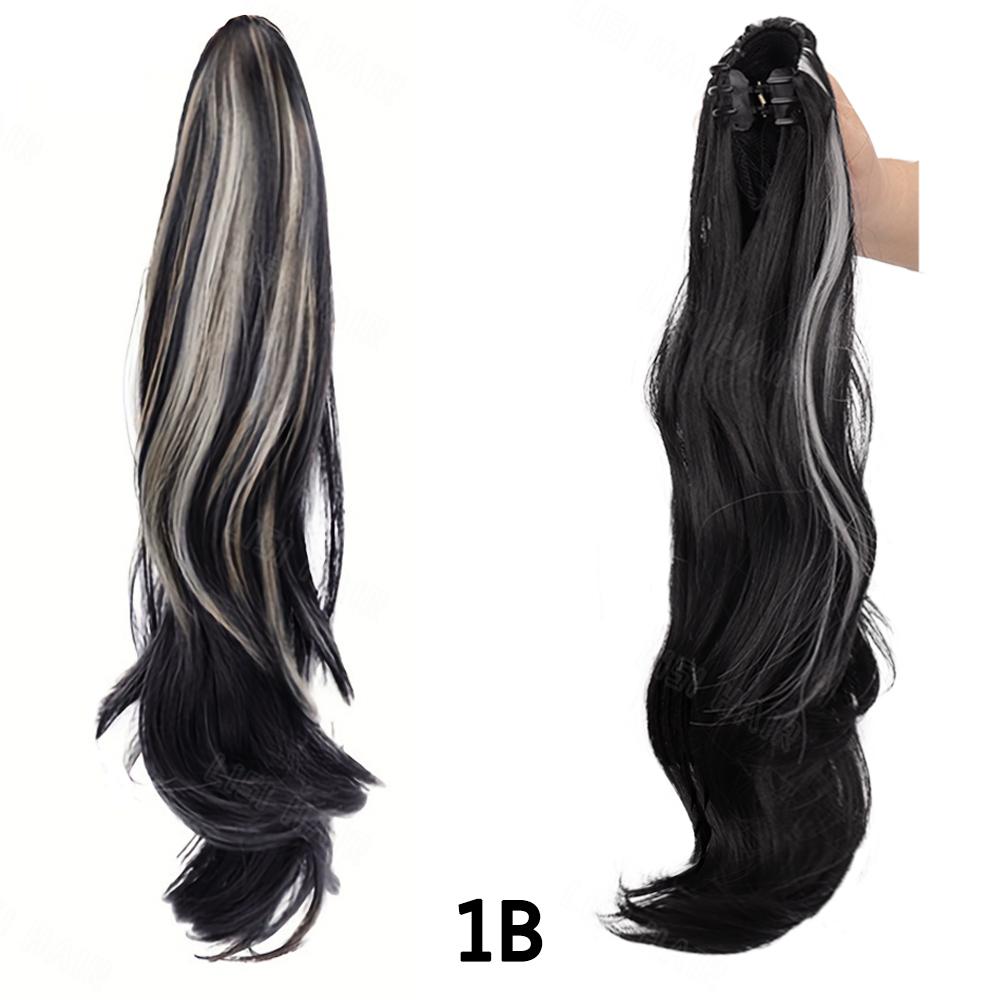 XINRAN Syntetyczny pazur, długi, falisty kucyk, odporne na ciepło doczepy, naturalny miękki, falisty kucyk, treska dla kobiet